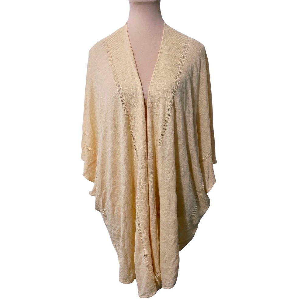 Wrap London Womens Linen Knit Wrap Cardigan Yellow US‎ 12/14 Open Front Drape